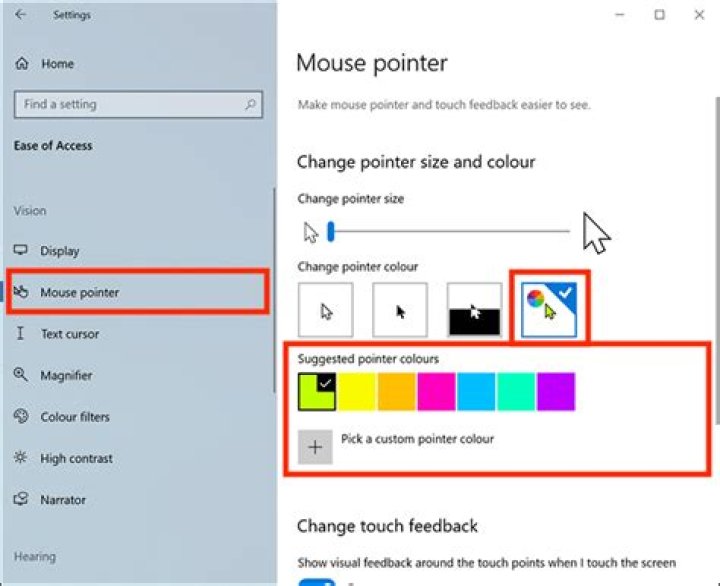 How do I color my mouse pointer?