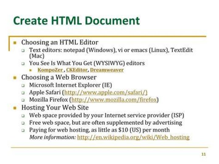 How do I create a HTML document from a website?