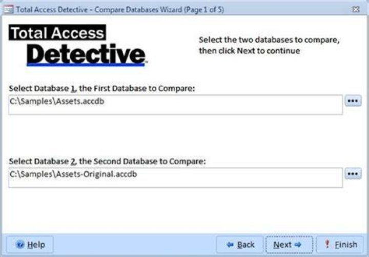 How do you compare two access databases for differences?