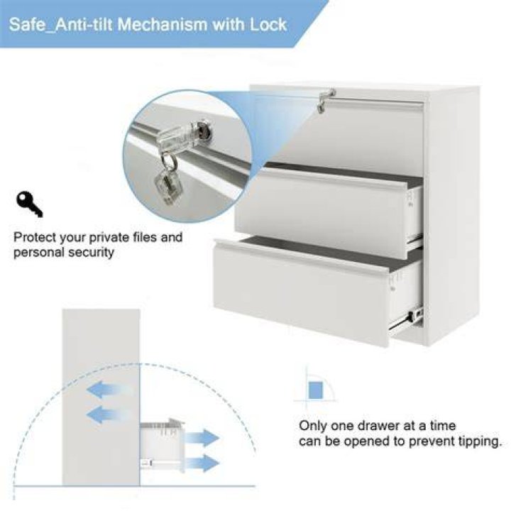 How do you install a lock on a lateral file cabinet?