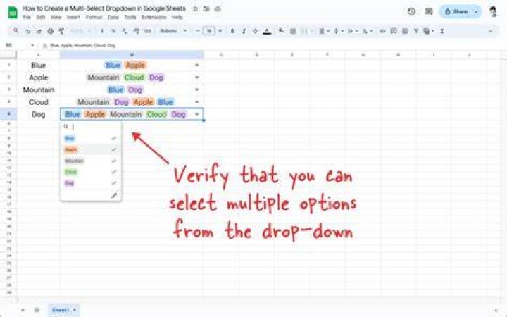 How do you select multiple items in Google Sheets?